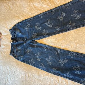 Cotton On Blue Floral Women's Wide Leg Jeans